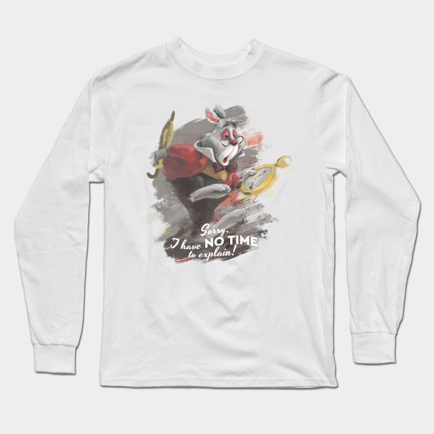 The White Rabbit - Alice's Adventures in Wonderland Long Sleeve T-Shirt by Fine_Design